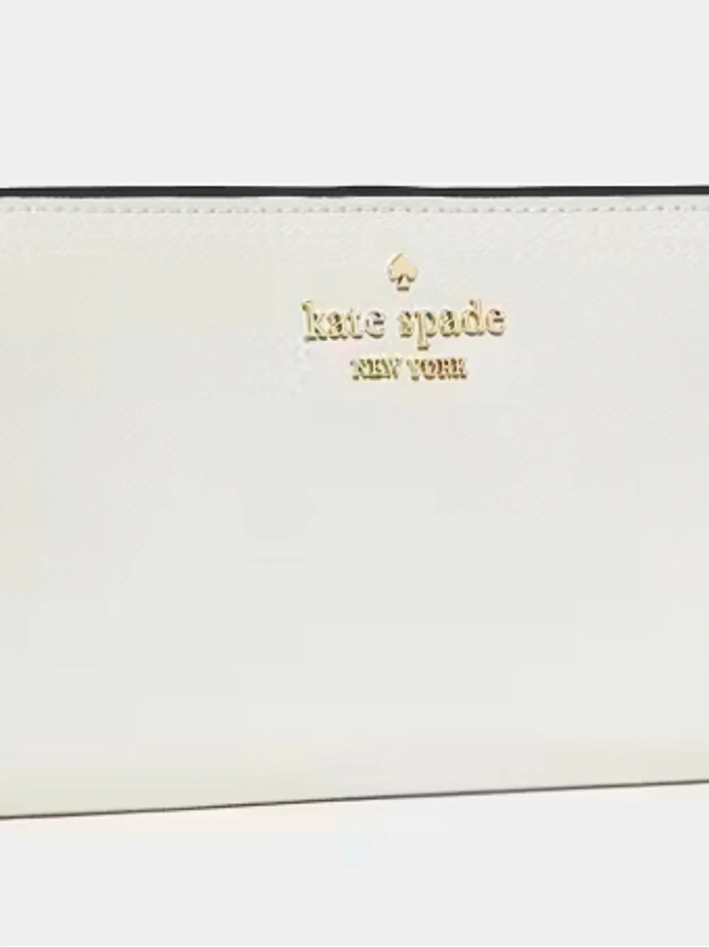 kate spade cream saffiano leather wallet with gold logo